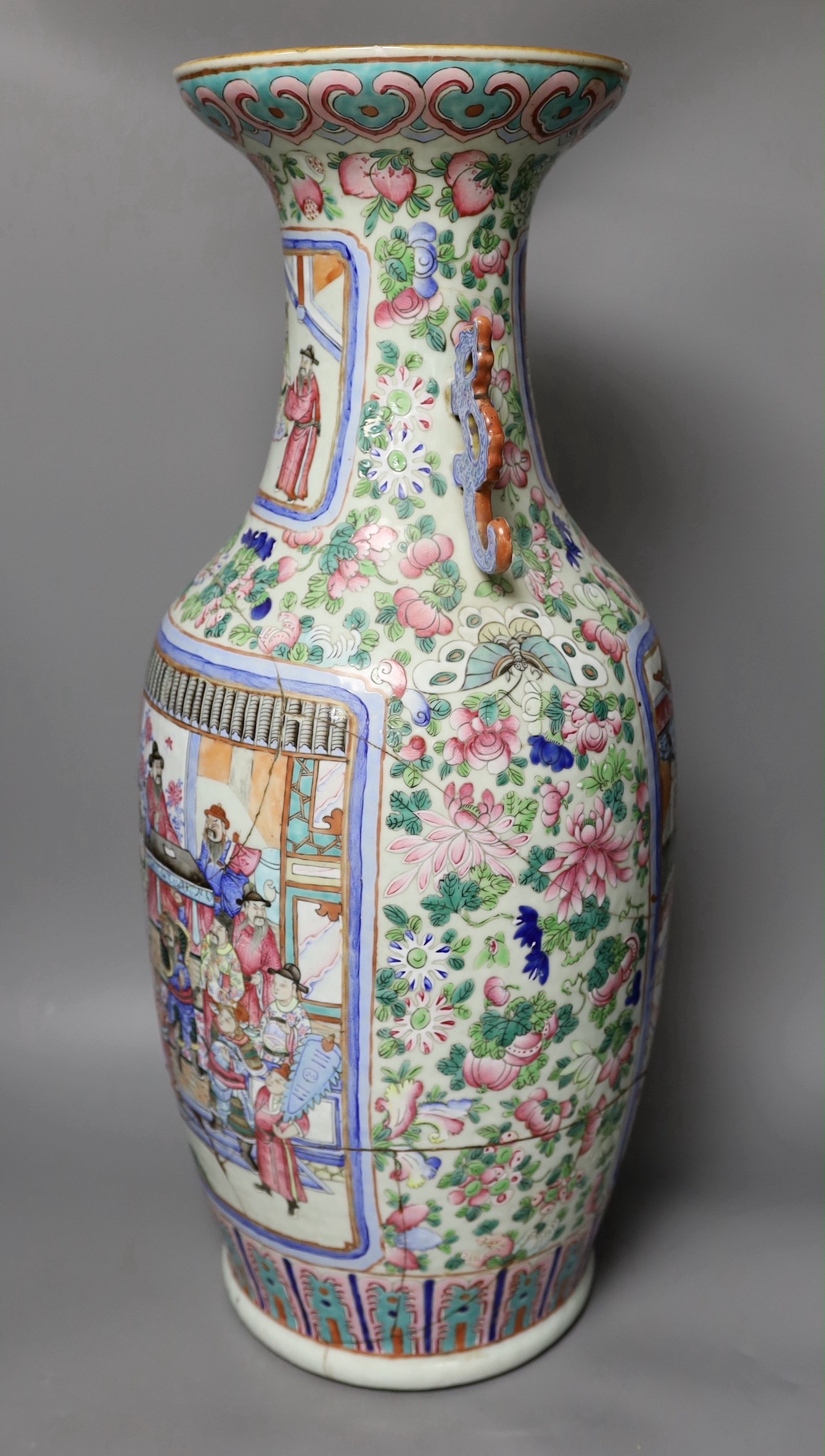 A 19th century famille rose vase (a.f.), 61.5 cms high